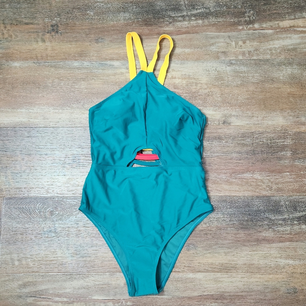 NWOT JUICY COUTURE GREEN HIGH CUT ONE-PIECE SWIMSUIT SIZE MEDIUM